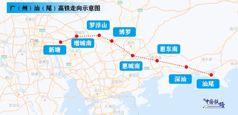 广汕高铁最新线路图 广汕高铁经过哪几个站、站点一览