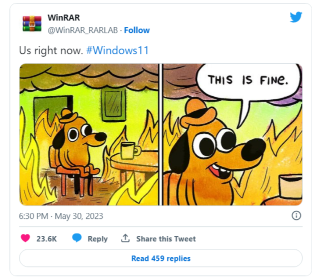 Win11宣布原生支持解压/压缩rar文件 WinRAR发图自嘲