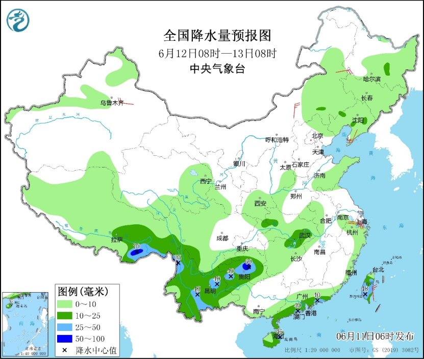 全国天气预报：华南南部等地仍有较强降雨 黄淮等地需警惕强对流天气