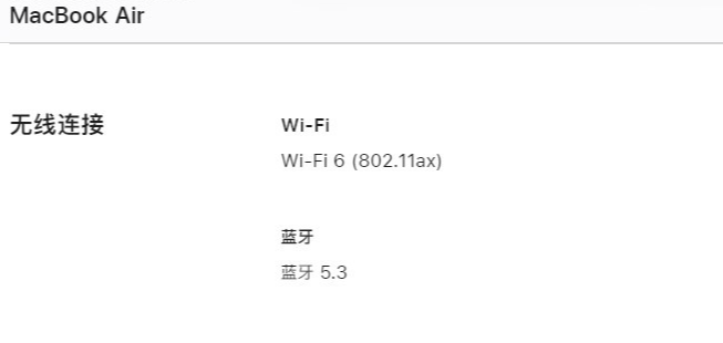 MacBook Air 13英寸更新规格 升级支持蓝牙5.3