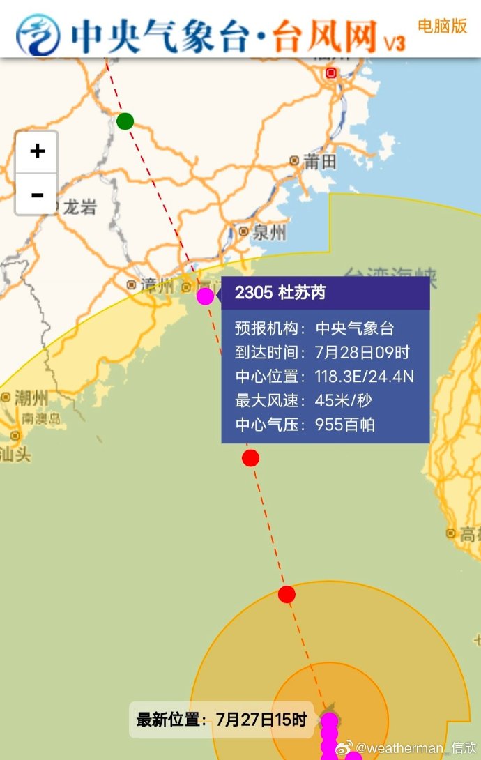 台风杜苏芮登陆最新消息：7月28日登陆福建时间地点更新
