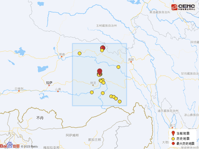 西藏林芝市波密县发生3.2级地震，震源深度10公里