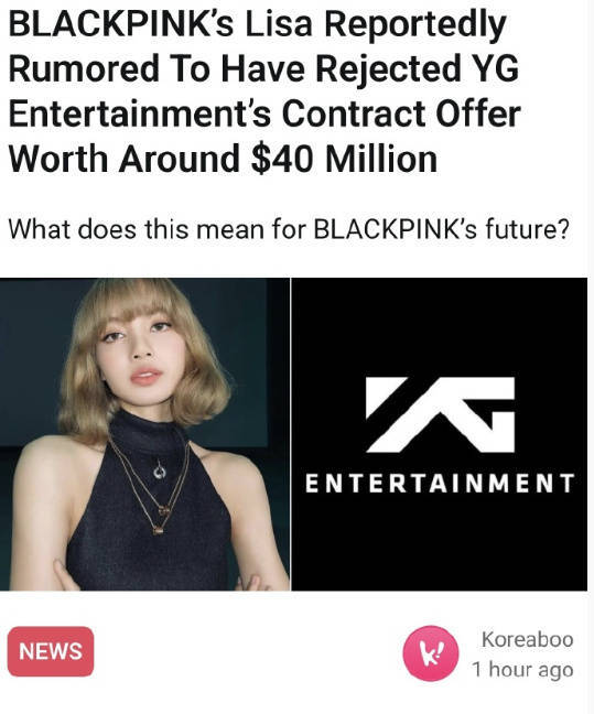 外媒曝Lisa拒绝续约YG 放弃500亿韩元合同