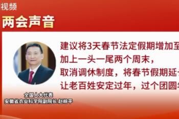代表建议春节假期延至9天 取消调休(代表建议春节假期改为10)