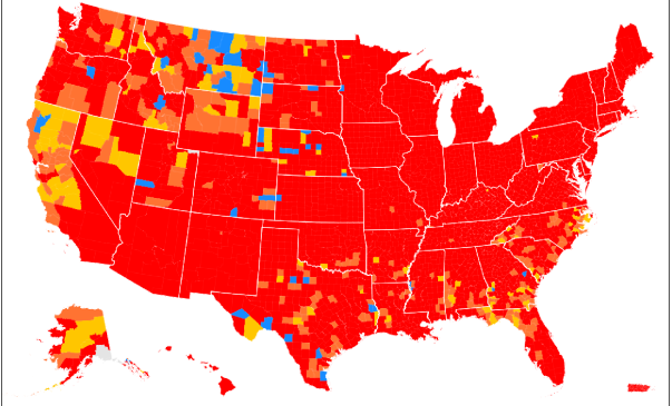 美国疫情地图几乎全红了(美国疫情地图几乎全红了咳嗽头晕)