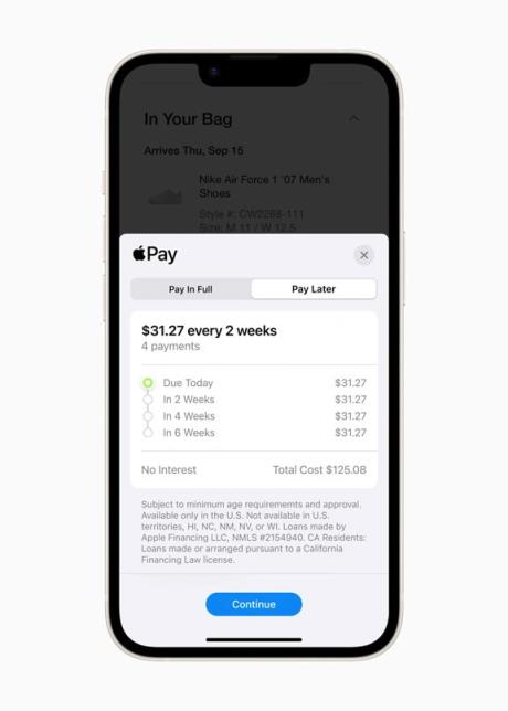 Apple pay later 服务现已上线，仅适用于部分美国用户