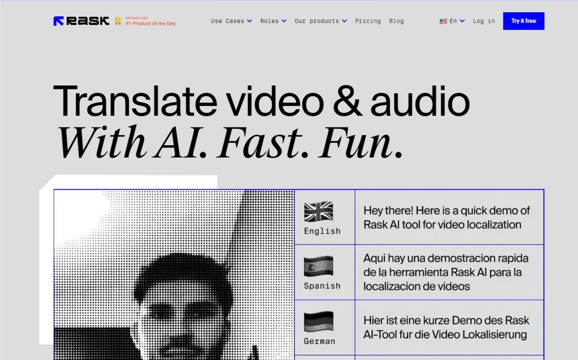 Rask AI ：一款本地化视频翻译工具 支持60多种语言