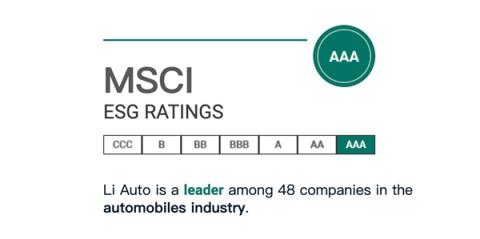 真给国产挣面子！理想汽车荣获MSCI ESG全球最高“AAA”评级：中国首个